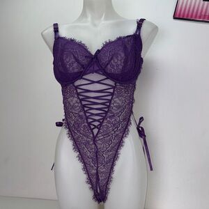 🔥Victoria's Secret Purple Lace Chemise lingerie Teddy Sz XL NWT